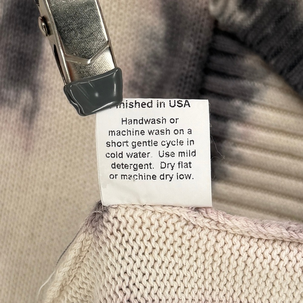 CYNTHIA ASHBY Frank Tie Dye Cardigan Women Medium Cream Gray Open Front Sweater - Picture 10 of 13